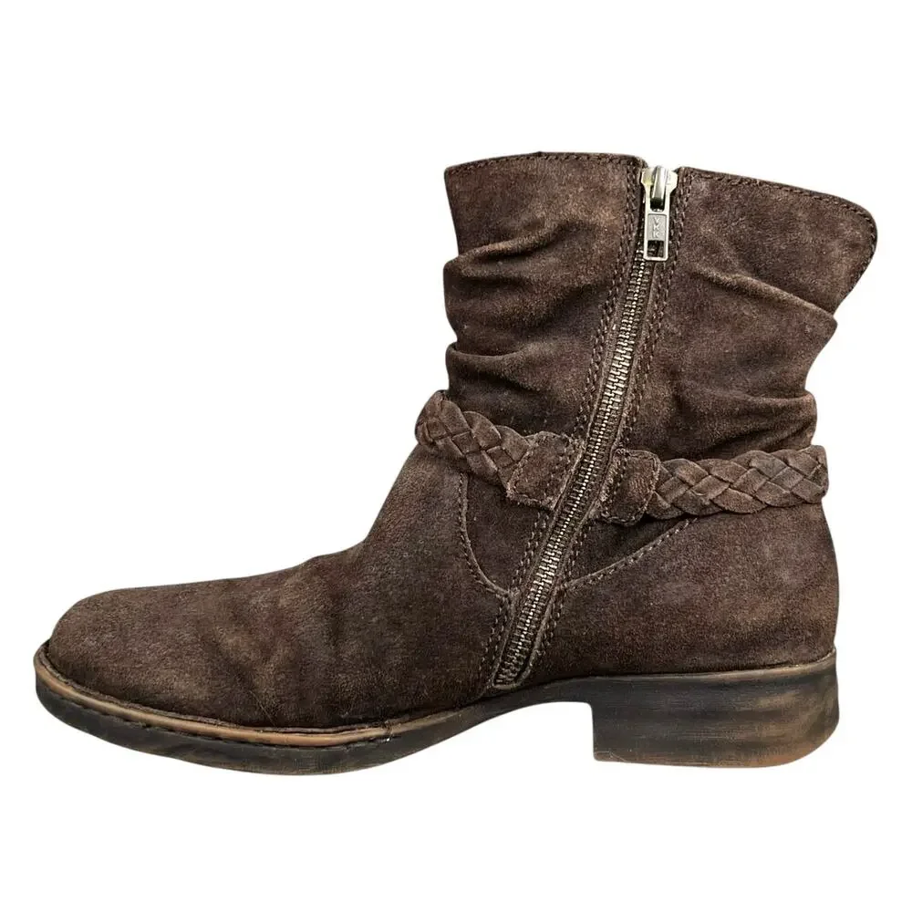 Born Women’s Ouvea Distressed Suede Side Zip Ankle Boot Size US 8